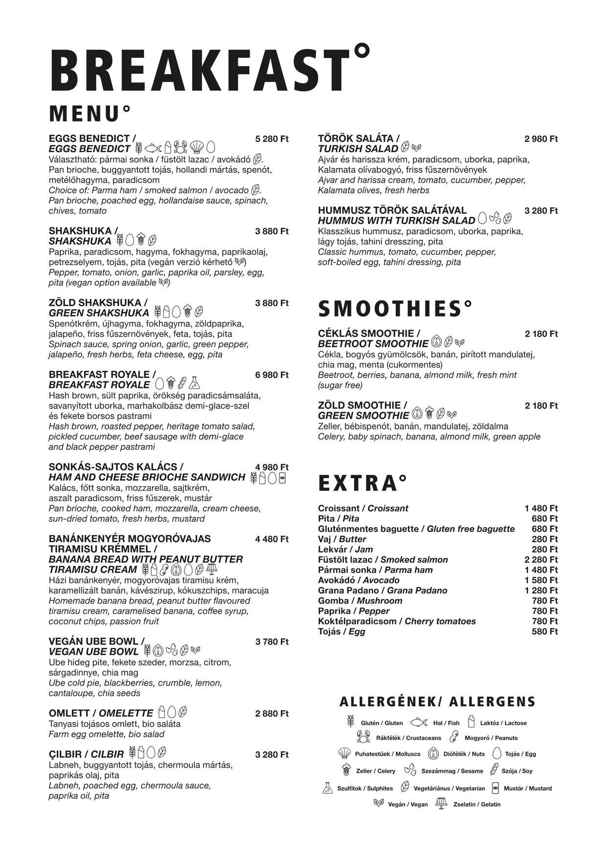 Twentysix breakfast menu